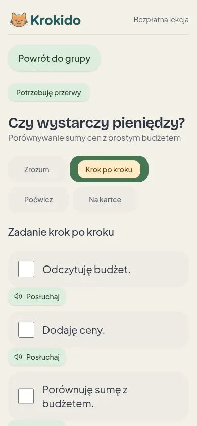 Kroki prawdziwej lekcji